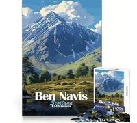 Ben Nevis Mountain Landscape Jigsaw 1000 Pieces for Adults Focus Ability Time Well Spent Interlock Well Xmas Surprise (38x26cm)