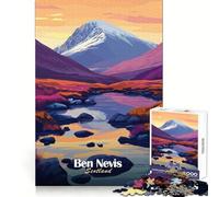 Ben Nevis Mountain Landscape Jigsaw Puzzle for Teenagers 1000 Pieces Sharp Recall Quiet Recreation Uniform Cut Unique Xmas Gift (38x26cm)