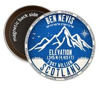 BEN NEVIS Scotland Round Decorative Fridge Magnet (BLUE)