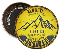 BEN NEVIS Scotland Round Decorative Fridge Magnet (YELLOW)