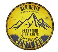 Ben Nevis Scottish Mountains Munro Bagging - Decorative Vinyl Sticker Yellow&Black