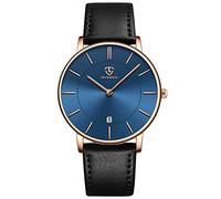 BEN NEVIS Watch, Mens Watch, Minimalist Fashion Simple Wrist Watch Analog Date with Leather Strap, 09-MatteBlackBlue, minimalist