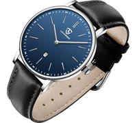 BEN NEVIS Watch, Mens Watch, Minimalist Fashion Simple Wrist Watch Analog Date with Leather Strap, 48-M8S-BlackBlue
