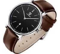 BEN NEVIS Watch, Mens Watch, Minimalist Fashion Simple Wrist Watch Analog Date with Leather Strap, 50-M8S-BrowmBlack