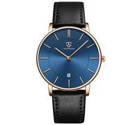BEN NEVIS Watches, Men's Watch Flat Analogue Quartz Date Display Classic Fashion Waterproof Watch with Leather Strap, 07-Black Blue, Strap.