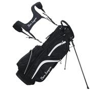 Ben Sayers DLX Deluxe Mens Golf Stand Bag | Lightweight with Padded Lumbar Support & Dual Shoulder Strap | 14-Way Full Length Club Dividers & Water Resistant Pockets (Black/White)