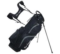 Ben Sayers DLX Deluxe Mens Golf Stand Bag | Lightweight with Padded Lumbar Support & Dual Shoulder Strap | 14-Way Full Length Club Dividers & Water Resistant Pockets (Black/Grey)