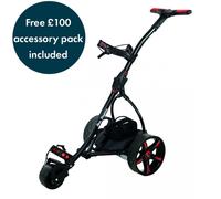 Ben Sayers Electric Golf Trolley | 18-Hole Lithium Battery Trolley | 9 Speed, Auto Distance Function | Over £100 Free Accessories (Black/Red)