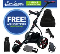Ben Sayers Electric Golf Trolley Black/Red Lithium Battery (18 Hole) - NEW 2026