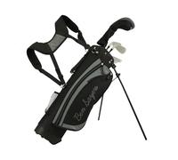 Ben Sayers Junior Stand Bag Golf Package Set | Kids Starter with 4 Clubs | Lightweight Graphite Shafts & Soft Grips | Oversize Driver, Irons, Putter, Bag & Headcovers (Black/Grey, 9-11 years)
