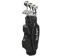 Ben Sayers M8 13-Piece Golf Package Set | Complete Mens Set | Full 12 Clubs Graphite/Steel Shafts with Cart Bag | Driver, Woods, Hybrids, Irons, Wedges & Putter (Right Hand +1 Inch - Black/Grey)