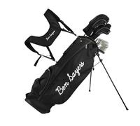 Ben Sayers M8 13-Piece Golf Package Set | Complete Mens Set | Full 12 Clubs Graphite/Steel Shafts with Stand Bag | Driver, Woods, Hybrids, Irons, Wedges & Putter (Right Hand - Black/Grey)