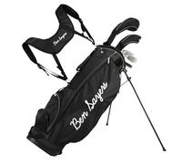 Ben Sayers M8 Golf 6 Club Stand Bag Package Set | Mens Right Handed | Lightweight 2.4kg | Black/Grey | Graphite and Steel Shafts | Driver, Irons, Mallet Putter | With Flipstand & Shoulder Strap