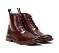 Ben Sherman Alfred Brogue Leather Mens Burgundy Boots - Red - Size UK 11