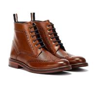 (Brown, 9 (Adults')) Ben Sherman Alfred Brogue Leather Men's Tan Boots