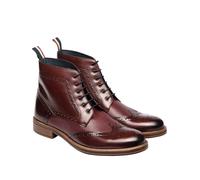 (Red, 10 (Adults')) Ben Sherman Alfred Brogue Leather Men's Burgundy Boots