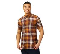 Ben Sherman Big Size Block Check Short Sleeve Shirt for Men in Wine, 3XL