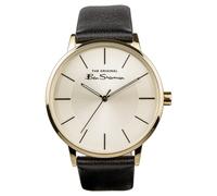 Ben Sherman Black Strap Gold Sunray Dial Gents Watch BS099B - Stainless Steel / Mineral Glass