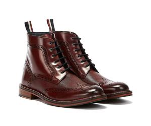 Ben Sherman - BS12604 Mens ALFRED Brogue Boots - Burgandy - UK 12 / EU 46 / US 13