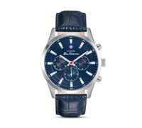 Ben Sherman Cambridge Blue Dial Blue Genuine Leather Strap Quartz Chronograph Watch for Men, Mineral Glass, 3 ATM, 42mm Case