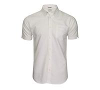 Ben Sherman Men's Button-Down Collar Oxford Shirt, Short Sleeved, Regular Fit (White (Embroidered Pocket Logo)) L
