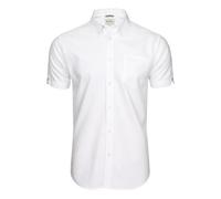 Ben Sherman Men's Button-Down Collar Oxford Shirt, Short Sleeved, Regular Fit (White (Embroidered Pocket Logo)) M