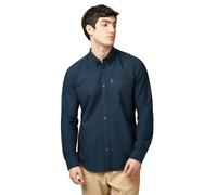 Ben Sherman Men's Button-Down Collar Signature Oxford Shirt, Tab Logo Pocket, Long Sleeved, Regular Fit (Dark Navy.) L
