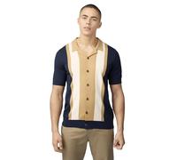 Ben Sherman Mens Knit 'Resort' Neck Button Through Polo Shirt (Dark Navy) L