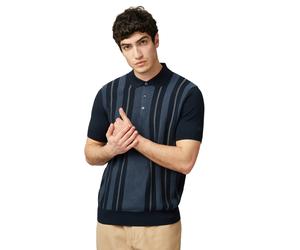 Ben Sherman Mens Knit Vertical Stripe Polo Shirt