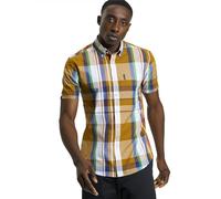 Ben Sherman Mens Large Madras Check Shirt Short Sleeved (Caramel) L