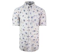 Ben Sherman Oxford Printed Top Short Sleeve White Mens Cotton Shirt 0062921 003