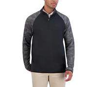 Ben Sherman Men's Quarter Zip Pullover Sweater - Lightweight, Casual, Work, Golf & Everyday Wear, Black Night, XL