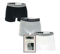 Ben Sherman Mens Roman Boxer Shorts (Pack of 3) - Black/Grey/White - S - Black/Grey/White - 95% Cotton/5% Elastane