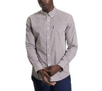 Ben Sherman Men's Signature House Check Shirt, Long Sleeved, Button-Down Collar (Red.) XL