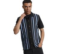 Ben Sherman Mens Striped Button Up Polo Shirt (UK, Alpha, M, Regular, Regular, Black)