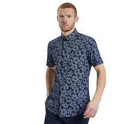 Ben Sherman Mens 'Stripple' Floral Print Shirt, Short Sleeved, Button-Down Collar, Mod Fit (Dark Navy) XXL