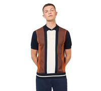 Ben Sherman Mens Virtical Stripe Knit Polo Shirt (Dark Navy) XXL