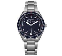 Ben Sherman Mens Watch with Bezel, Navy Blue Dial and Stainless Steel Bracelet, 44mm Diameter Case in Branded Watch Box BS007USM - 2 Year Warranty