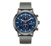 Ben Sherman Nottingham Dial Silver Genuine Leather Strap Quartz Chronograph Watch for Men, Mineral Glass, 3 ATM, 44mm Case