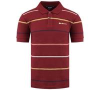 Ben Sherman Short Sleeve Collared Stripped Burugndy Mens Polo Shirt 0074695 035 Burgundy