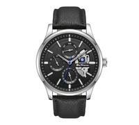 Ben Sherman St Albans Black Dial Black Genuine Leather Strap Quartz Multifunction Watch for Men, Mineral Glass, 3 ATM, 43.5mm Case