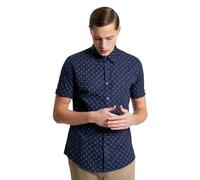 Ben Sherman Stipple Print Short Sleeve Shirt for Men in Dark Navy, 3XL