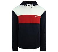 Ben Sherman Striped Panelled Hoody Mens Pullover Jumper 0065215 Navy