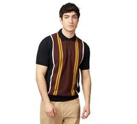 Ben Sherman Vertical Stipe Knit Polo Shirt (UK, Alpha, XL, Regular, Regular, Black)