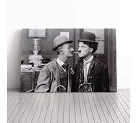 Ben Turpin and Charlie Chaplin Canvas Print | Gallery Wrapped 30mm Frame Wall Art | 20x14 inches | Ready to Hang | Modern Picture | Living Room Bedroom Lounge Office