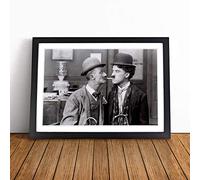 Ben Turpin and Charlie Chaplin | Framed Wall Art Print | Modern Home Decor Picture | Ready to Hang Artwork for Living Room, Bedroom, Kitchen or Office | Multiple Sizes