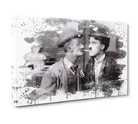 Ben Turpin and Charlie Chaplin V3 Canvas Print | Gallery Wrapped 30mm Frame Wall Art | 30x20 inches | Ready to Hang | Modern Picture | Living Room Bedroom Lounge Office