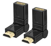 BENACES 2 Pack 90 Angle HDMI Adapter 4K HDMI 2.0 Male to Female Converter, Right Angled Adapter Connector Supports 360-Degree Adjustable Rotation, for PS5, Xbox, PC, Monitor, TV, Projector
