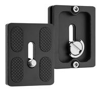 BENACES 2 Pack Aluminum Alloy Quick Release Plate, Tripod Quick Release Plate PU50, for Arca Swiss Plate with 1/4" Slotted Screw/D-Ring Screw, Camera Mount Adapter for Standard Tripod Ball Heads