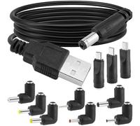 BENACES - Universal USB to DC Power Cable, 1m USB Charging Cable, 5V DC Power Adapter 5.5x2.1mm, with 10 Interchangeable DC Converter Plugs for Cameras,